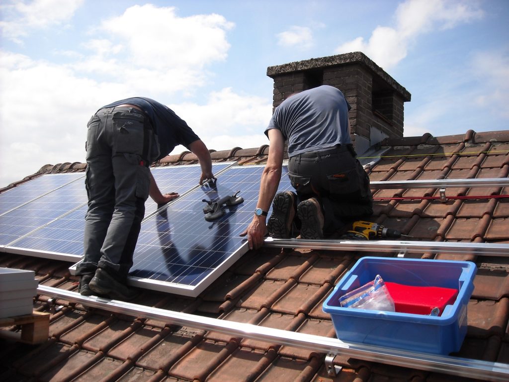 solar panels being fitted